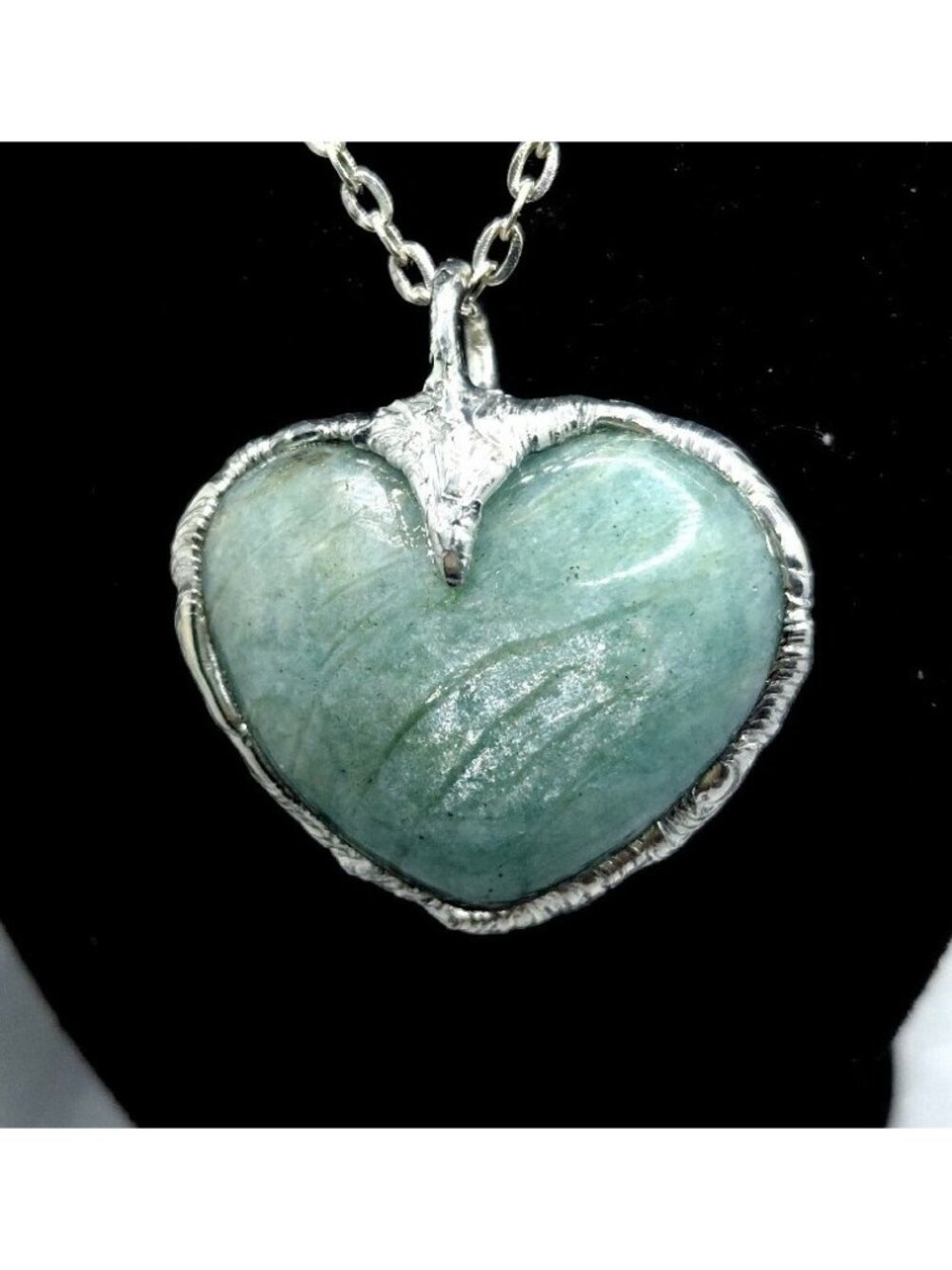 Amazonite crystal heart necklace